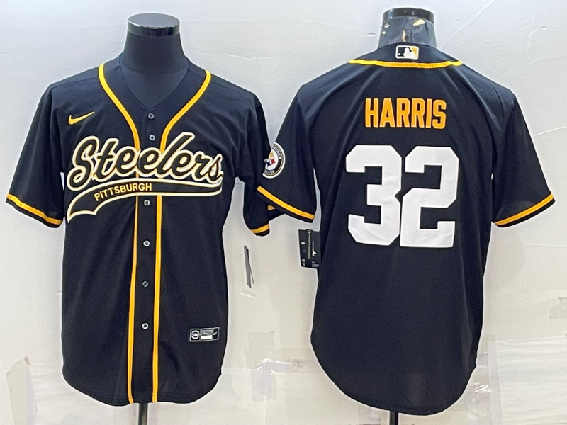 Men's Pittsburgh Steelers #32 Franco Harris Black With Patch Cool Base Stitched Baseball Jersey Men's Pittsburgh Steelers #32 Franco Harris Black With Patch Cool Base Stitched Baseball Jersey